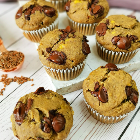 Flaxseed Banana Muffins With Chocolate