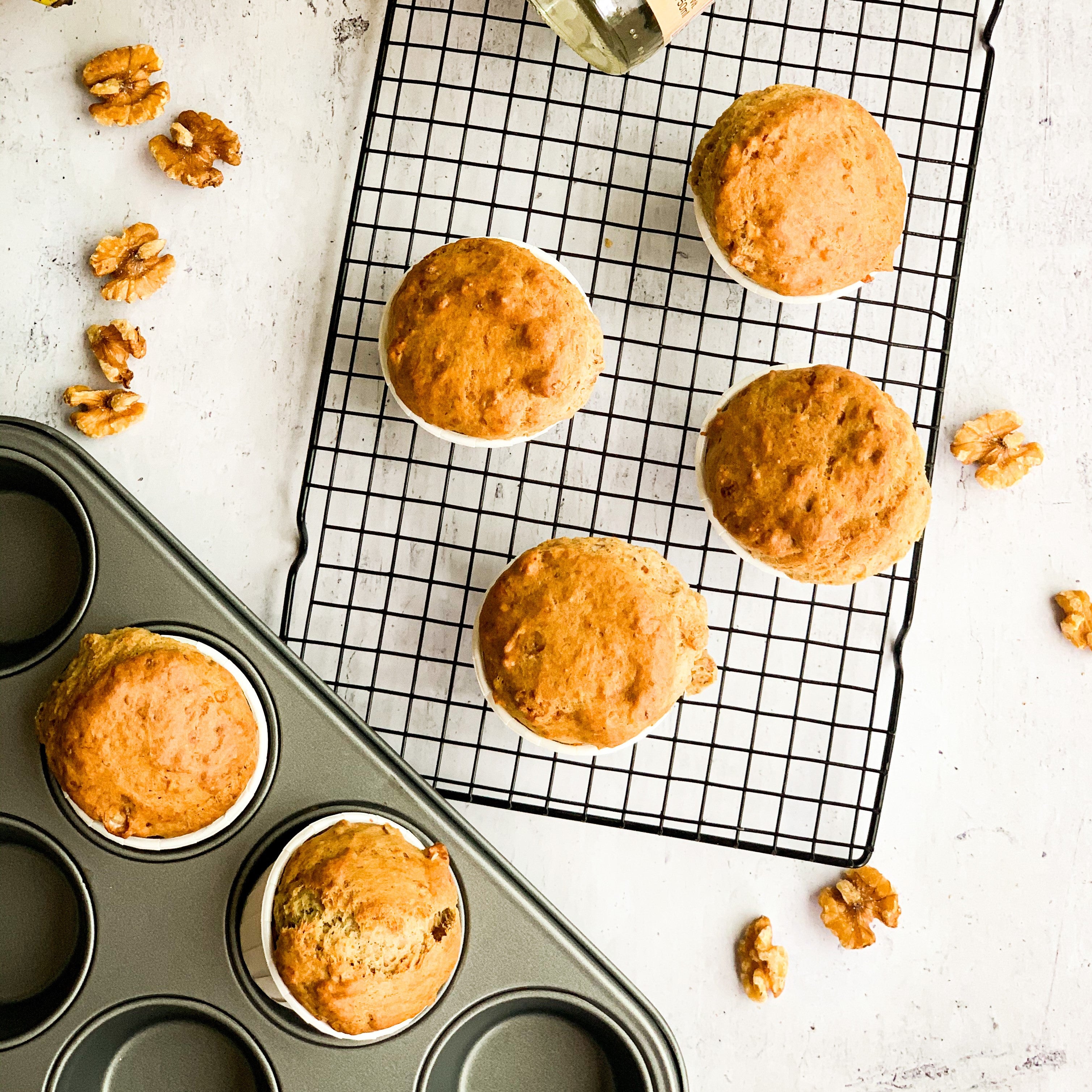 Walnut & Banana Spelt Muffins