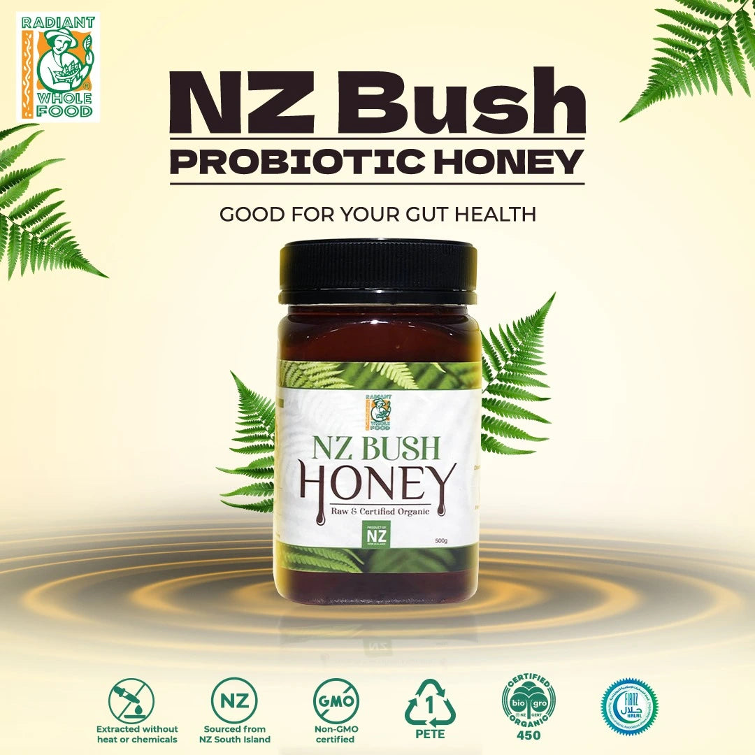 Radiant Organic NZ Bush Honey - Probiotics Honey