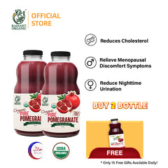 [Twin Pack] Radiant Organic Pomegranate Juice 946ml –Cholesterol, Heart & Skin Support, Jus Delima