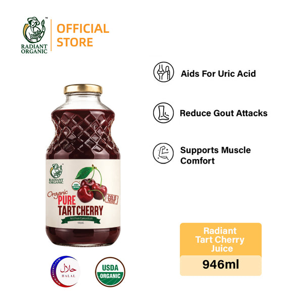 Radiant 100% Organic Tart Cherry Juice 946ml – High antioxidant, Support General Health