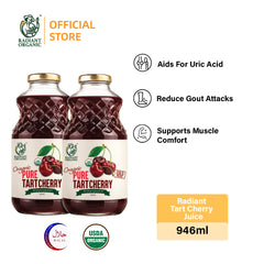 [Twin Pack] Radiant Organic Pure Tart Cherry Juices 320z - High antioxidant, Support General Health