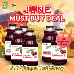 [Bundle of 4] ReGen (HALAL) Organic Pure Tart Cherry Juices 320z x 2 Bottles Drink Tart Cherry