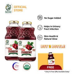 [Twin Pack] Radiant 100% Organic Cranberry Juice 946ml – Good for UTI & Urinary Health, Jus Cranberi