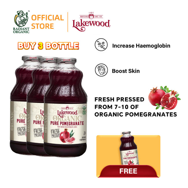 [BUNDLE DEAL 3 BOTTLES] Lakewood Organic PURE Pomegranate Gluten Free (32oz)