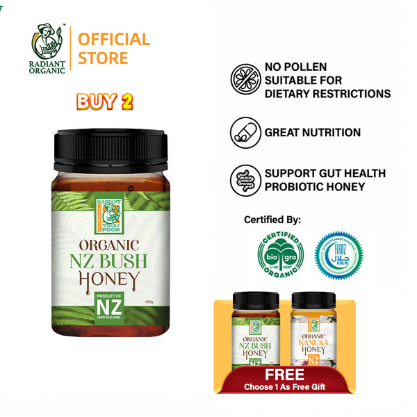 Radiant Organic NZ Bush Honey (500g) Madu Asli Halal