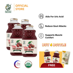 [Bundle of 4] Radiant Organic Pure Tart Cherry Juices- High antioxidant, Support General Health