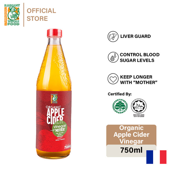 Radiant Organic Apple Cider Vinegar 750Ml Front food details and good