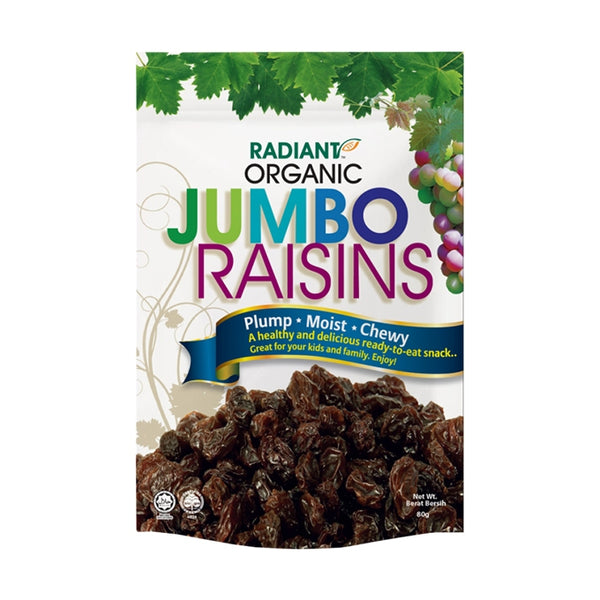 Radiant Organic Jumbo Raisins (80g) – Radiant Whole Food
