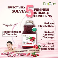 [HALAL] REGEN 100% Organic Cranberry Juice 946ml – Good for UTI & Urinary Health, Jus Cranberi Organik