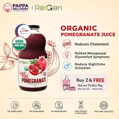 Twin Pack REGEN Organic Pomegranate Juice 946ml –Cholesterol, Heart & Skin Support, Jus Delima