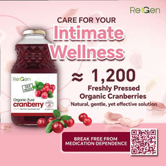 [HALAL] Twin Pack REGEN 100% Organic Cranberry Juice 946ml – Good for UTI & Urinary Health, Jus Cranberi