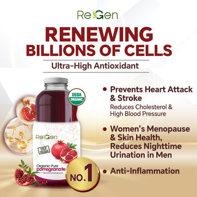 [Bundle of 4] Radiant 100% Organic Pomegranate Juice 石榴汁 –Cholesterol, Heart & Skin Support, Jus Delima Organik
