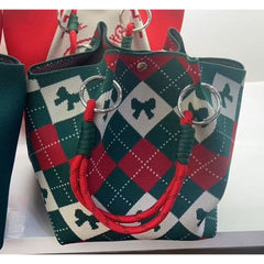 PATTERN MINI HANDBAG WITH DUAL RING ROPE HANDLES