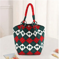 PATTERN MINI HANDBAG WITH DUAL RING ROPE HANDLES