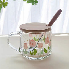 [Not For Sales] Durable Glass With Wooden Cover & Spoon