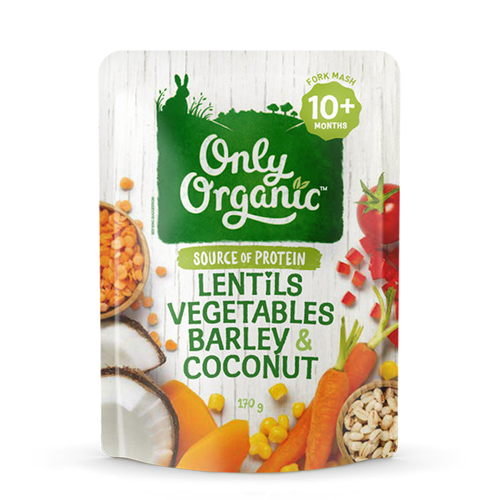 Only Organic Lentils, Vegetables, Barley & Coconut