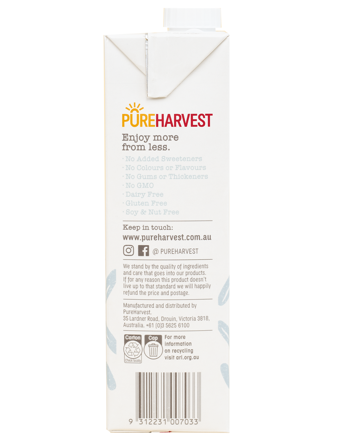 Pure Harvest Rice Milk Aussie With Calcium Radiant Whole Food