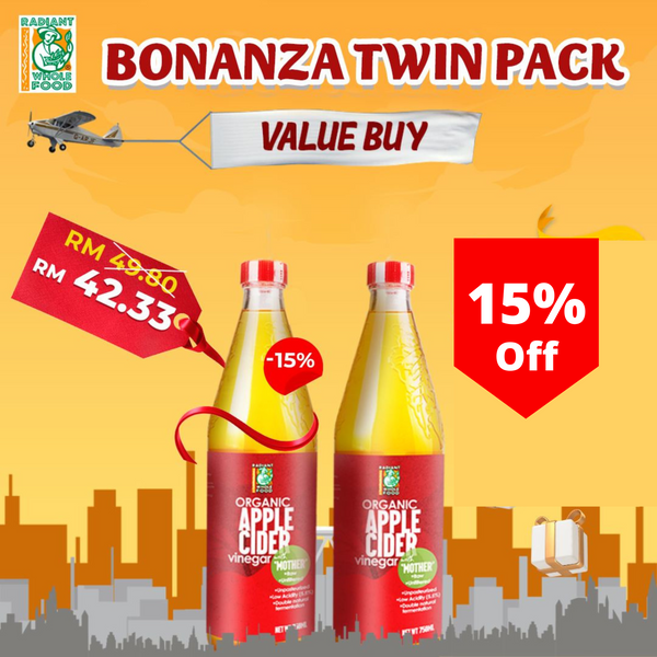 [Twin Pack] Radiant Organic Apple Cider Vinegar 750ML